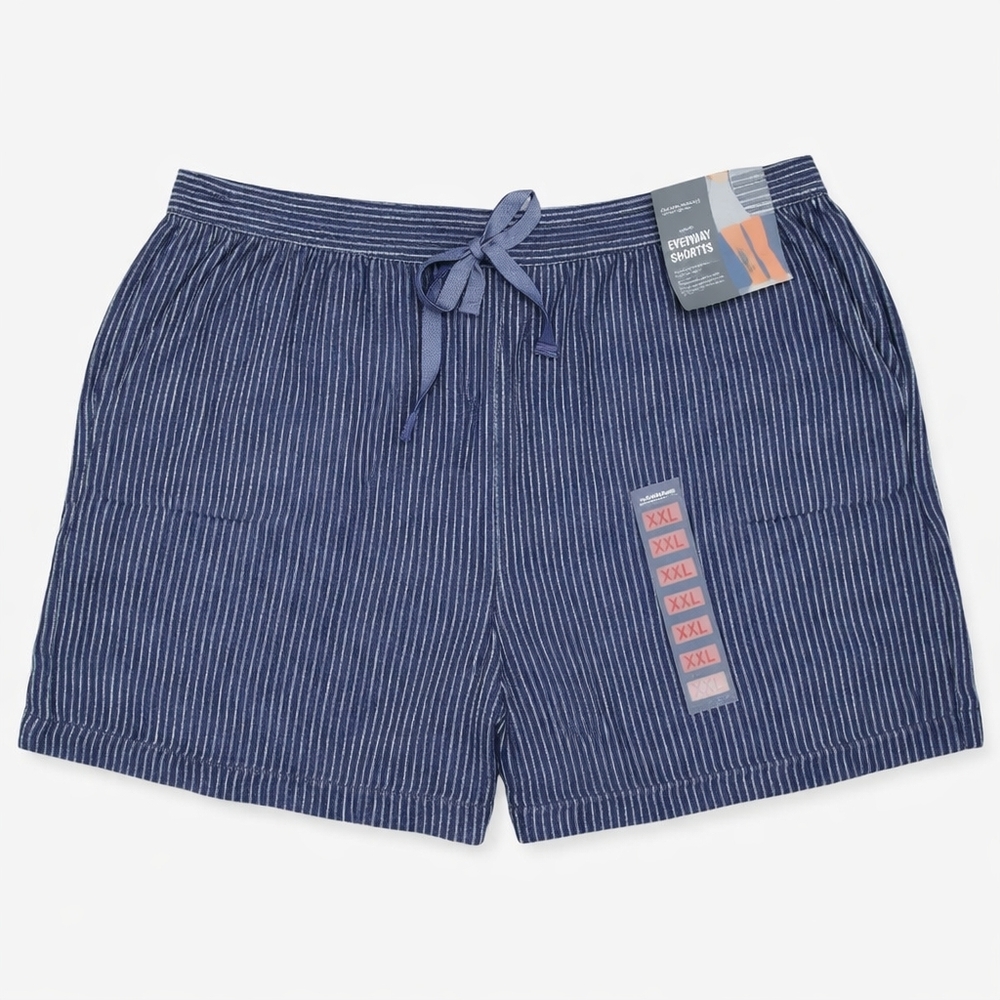 Eddie Bauer Shorts Womens Size XXL Navy Stripe Linen Blend Minimalist Casual - Picture 2 of 10
